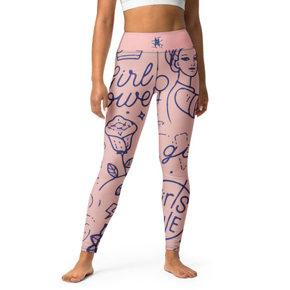 Leggings IR de cintura media Pink Girl Power con logo en la cintura (POD)