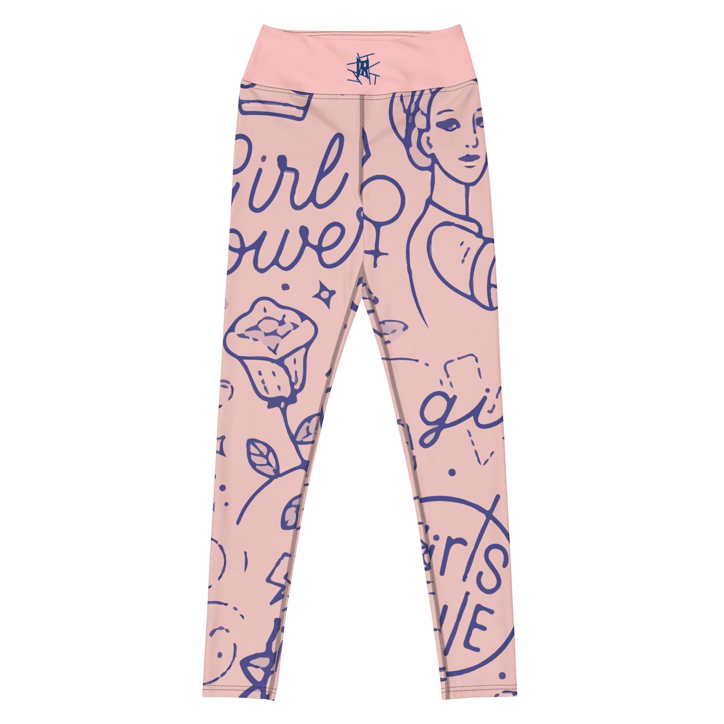 IR Mid Waisted Leggings Pink Girl Power with waist logo