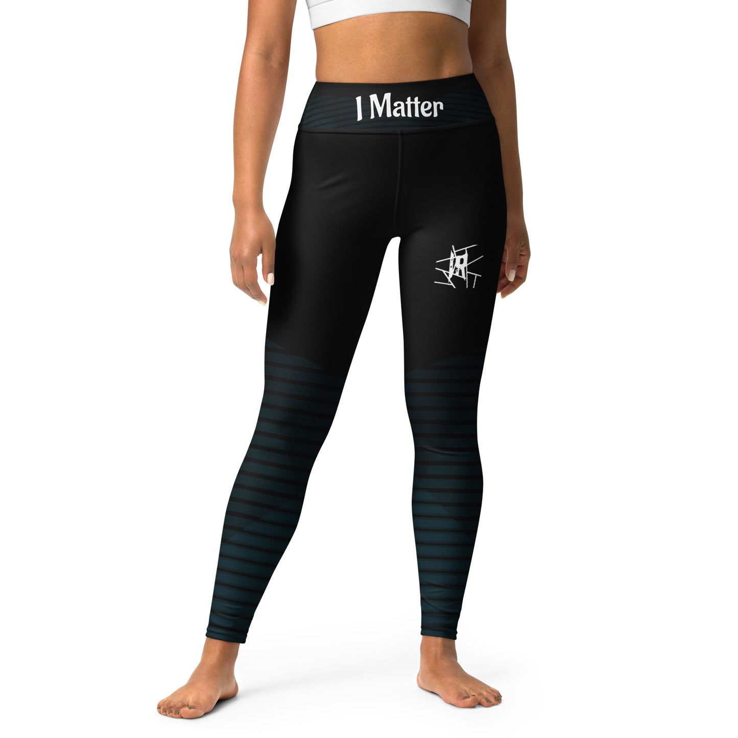 Leggings IR de cintura média preta com logotipo pequeno / I Matter - Beat the odds(POD)