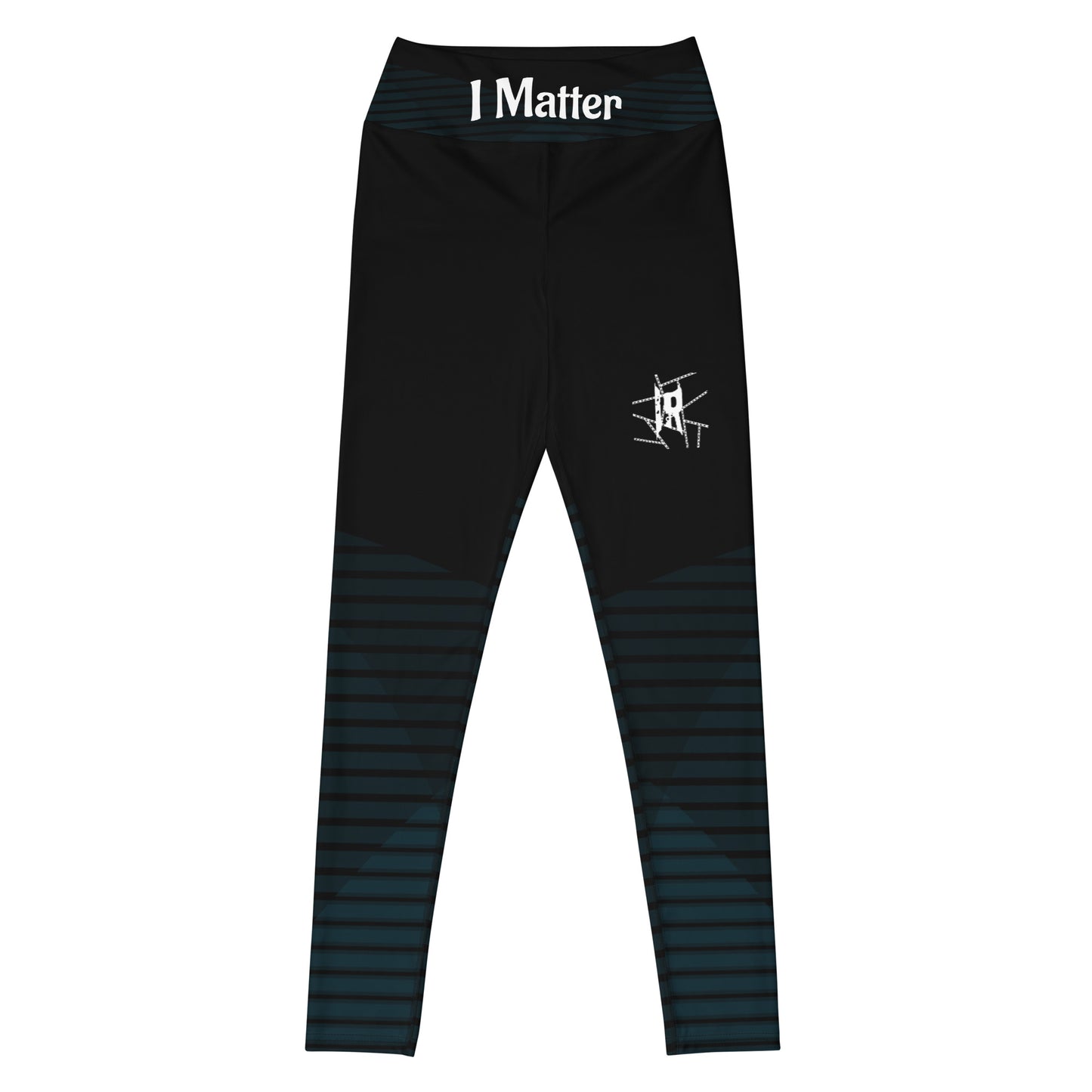 Leggings IR de cintura média preta com logotipo pequeno / I Matter - Beat the odds(POD)