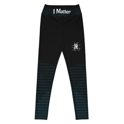 Leggings IR de cintura media negros con logo pequeño / I Matter - Beat the odds(POD)