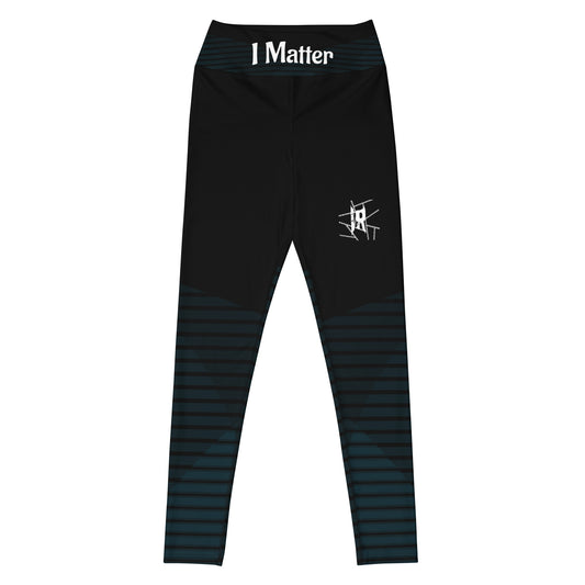 Leggings IR de cintura média preta com logotipo pequeno / I Matter - Beat the odds(POD)