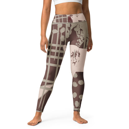 Leggings de cintura média IR Sahara abstrato com logotipo na cintura (POD)