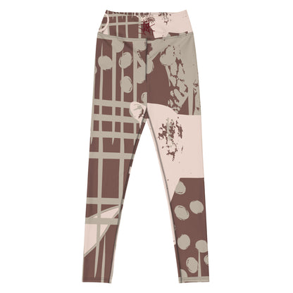 Leggings de cintura média IR Sahara abstrato com logotipo na cintura (POD)