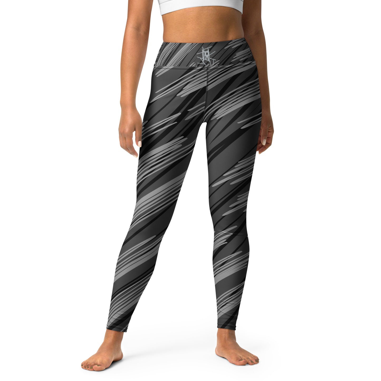 IR Mid Waisted Leggings Abstract Black/Grey with waist logo