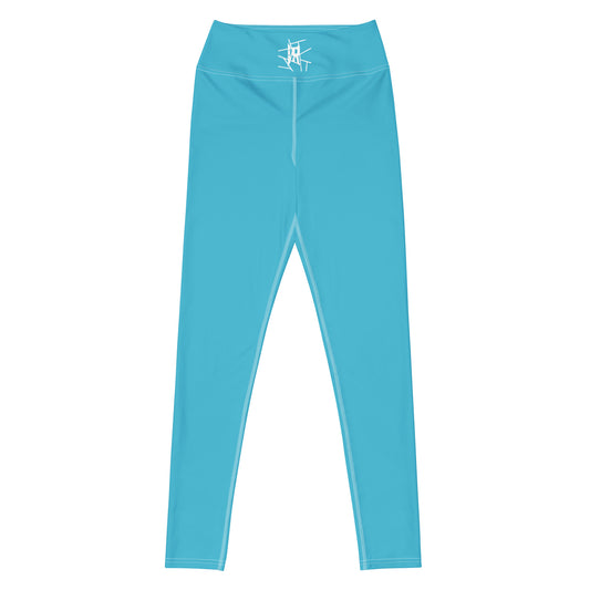 Leggings IR de cintura media Summer Sky Blue con logo en la cintura (POD)