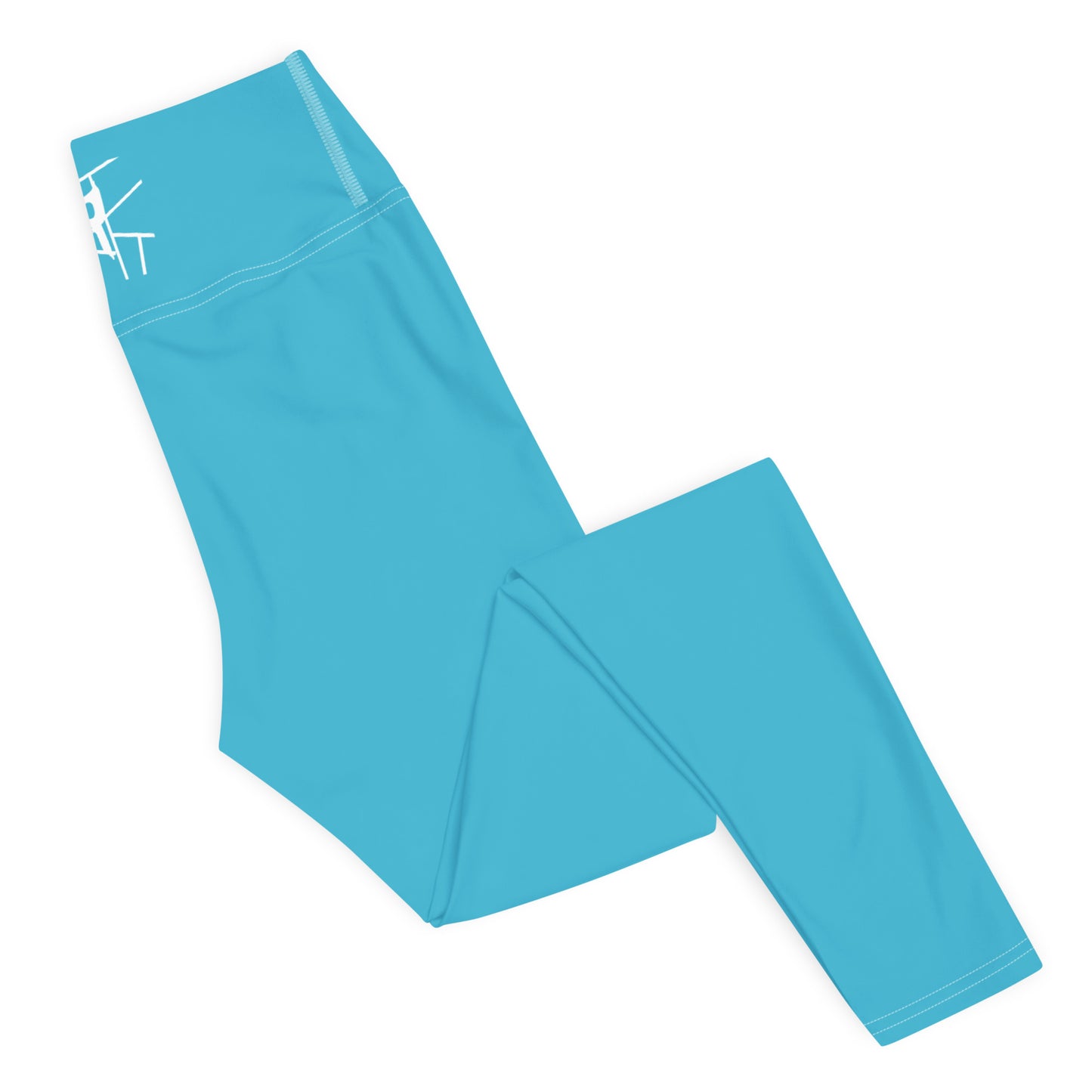 Leggings de cintura média IR verão azul celeste com logotipo na cintura (POD)