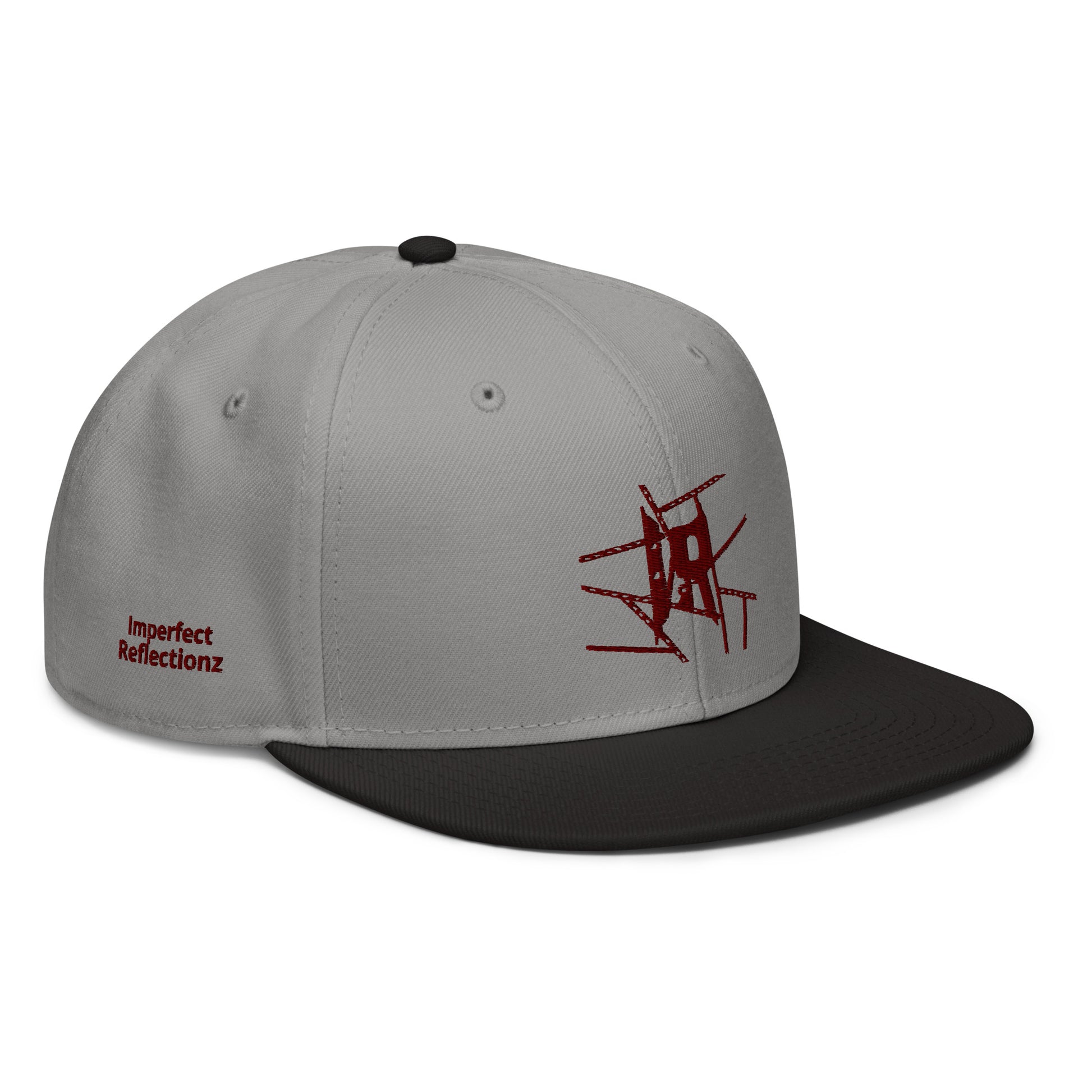 IR Snapback Hat with burgundy logo (POD) - Imperfect Reflectionz