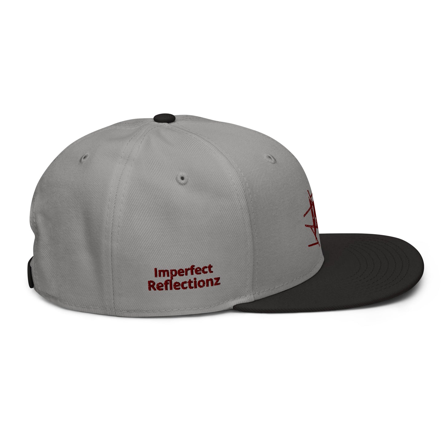 IR Snapback Hat with burgundy logo (POD) - Imperfect Reflectionz