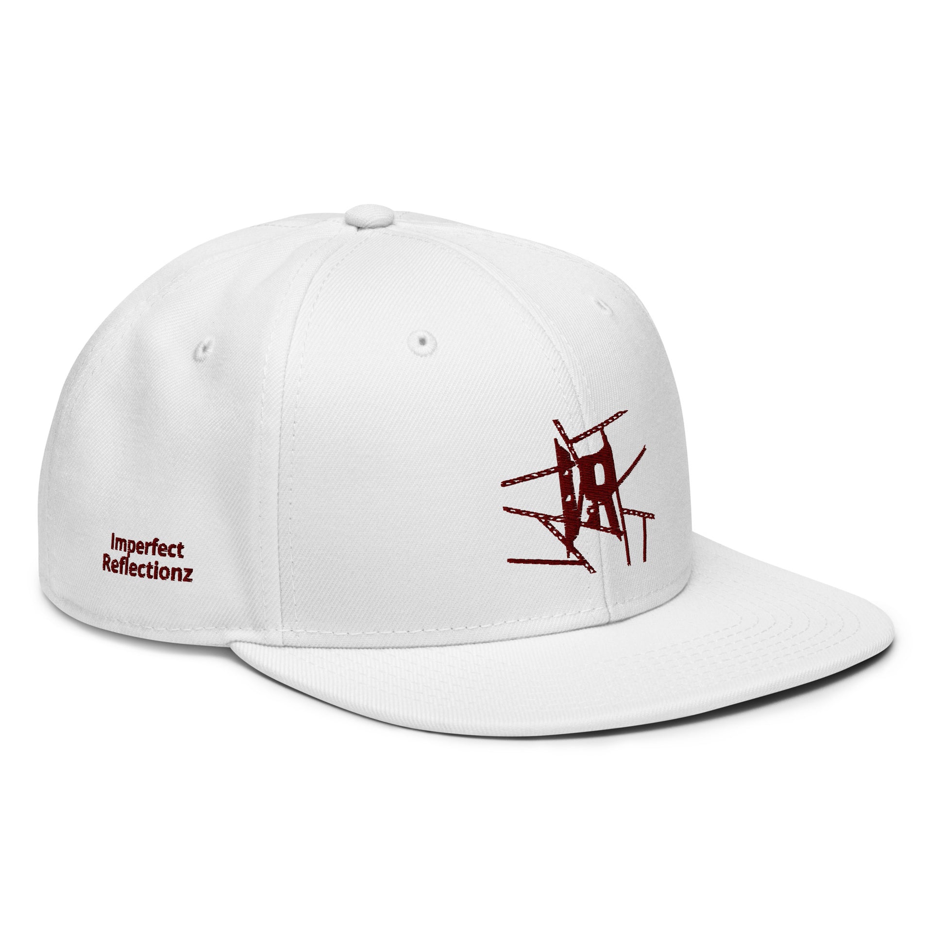 IR Snapback Hat with burgundy logo (POD) - Imperfect Reflectionz