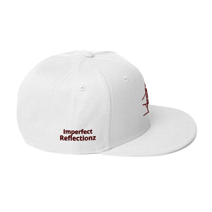 IR Snapback Hat with burgundy logo (POD) - Imperfect Reflectionz