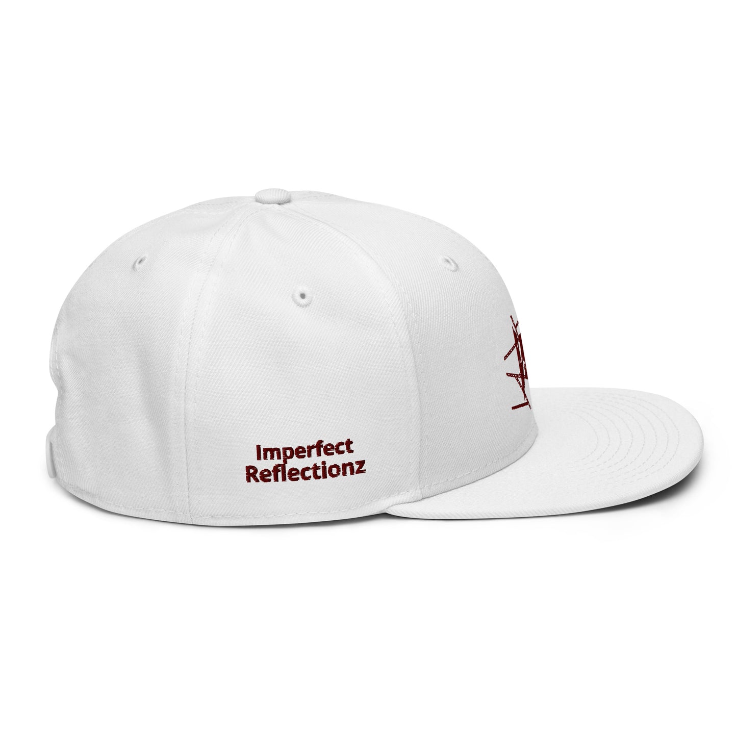 IR Snapback Hat with burgundy logo (POD) - Imperfect Reflectionz