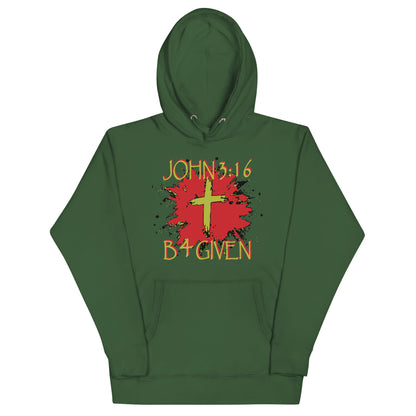 IR Juan 3:16 B 4 Sudadera con capucha unisex dada (POD)